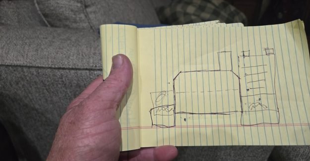 Original hand-drawn design concept for Mr. Fred's custom BBQ smoker
